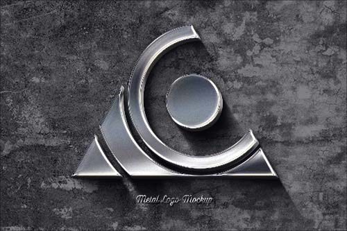 金属镀铬不锈钢质感3D立体LOGO展示效果PS样机模板 - PNG派