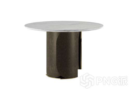 大理石面单弧柱圆餐桌3D模型 - PNG派
