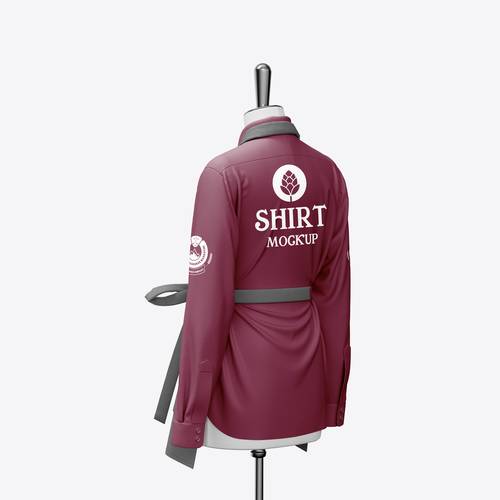 带衬衫的餐厅围裙PS样机模板 - PNG派