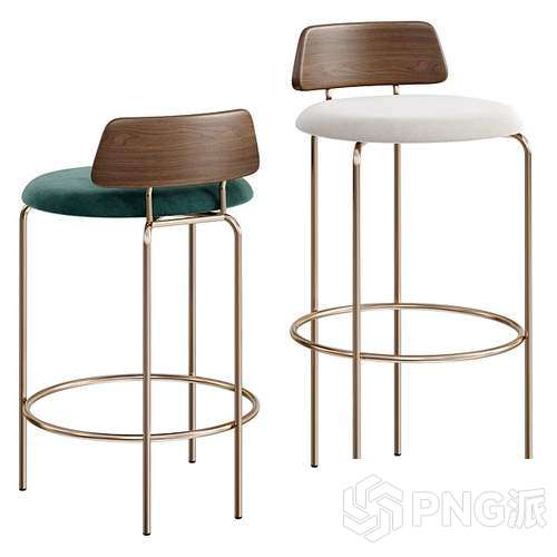 复古皮革旋转吧椅3D模型 - PNG派