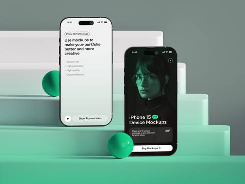 iphone15手机界面展示UI作品展示PS贴图样机素材 - PNG派