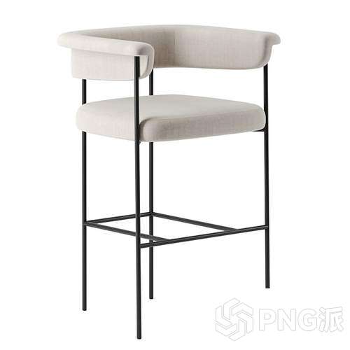 亚克力铁艺布艺吧椅3D模型 - PNG派