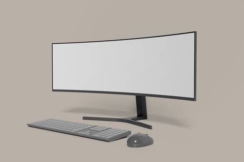 超宽屏幕显示器PS样机模板 - PNG派