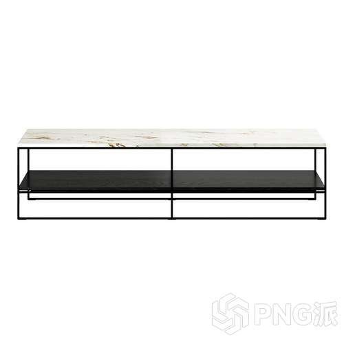 长形大理石面金属置物茶几3D模型 - PNG派