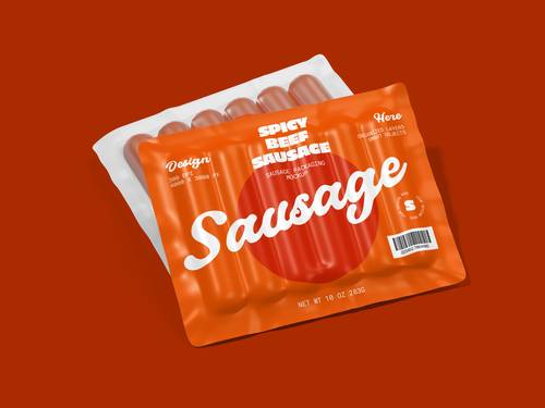 真空台式火腿肠包装PS样机模板 - PNG派