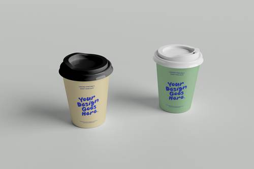 一次性纸质咖啡直饮杯PS样机模板 - PNG派