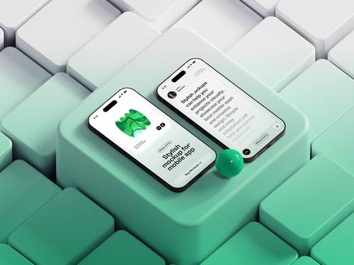 iPhone 15 Pro手机PS样机模板 - PNG派