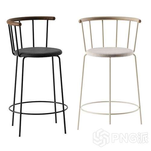 时尚复古高脚吧椅3D模型 - PNG派
