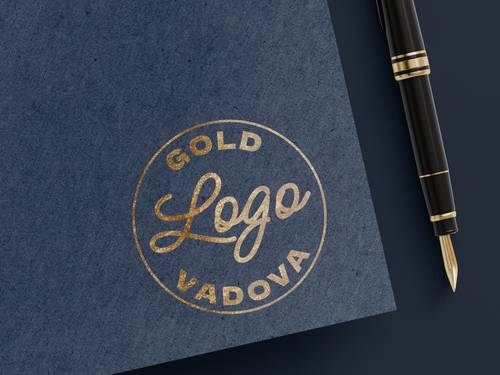 烫金LOGO展示效果PS样机模板 - PNG派