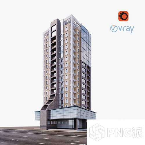 现代高层商住建筑3D模型 - PNG派