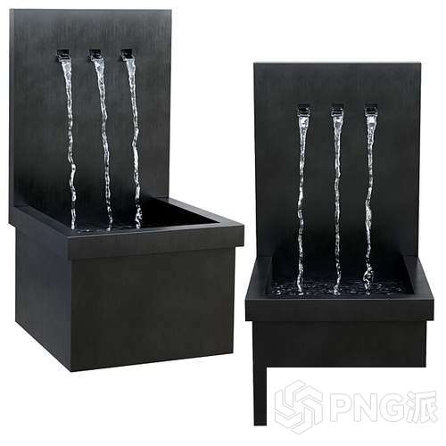 双款式黑色三喷头水景3D模型 - PNG派