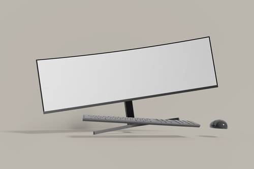 超宽屏幕显示器PS样机模板 - PNG派