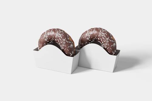 甜甜圈包装纸盒PS样机模板 - PNG派