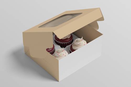 带天窗糕点包装盒PS样机模板 - PNG派