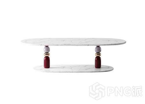 大理石面撞色球腿椭圆桌3D模型 - PNG派