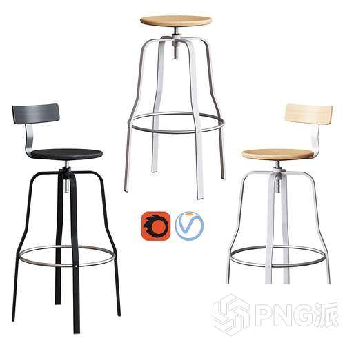 靠背无靠背布艺吧椅3D模型 - PNG派