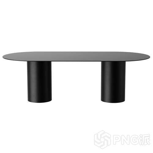 黑色双柱椭圆桌3D模型 - PNG派