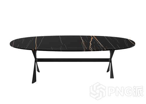 黑金大理石面异形腿椭圆桌3D模型 - PNG派
