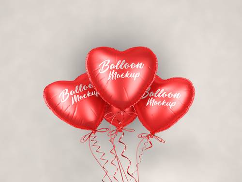 心形状气球PS样机模板 - PNG派