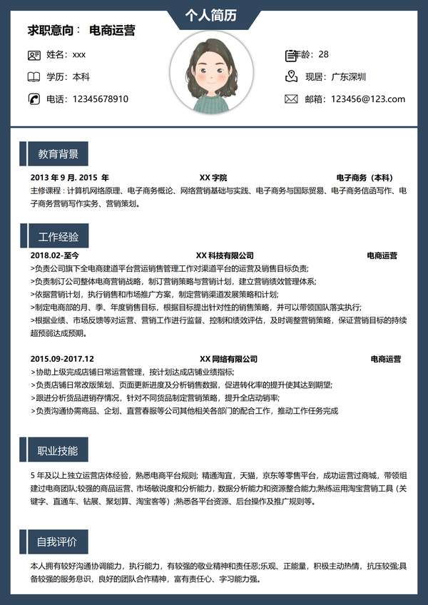 数据为王电商运营word简历免费下载免费下载 - PNG派