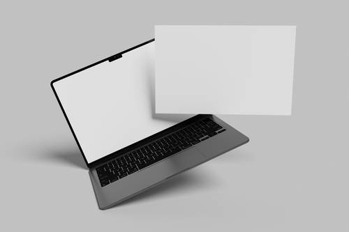 笔记本电脑层叠屏幕PS样机模板 - PNG派